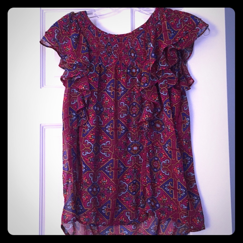 Blouse, sleeveless, patterned